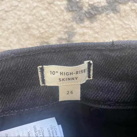 New Black faded wash Madewell high rise 10” skinny ankle jeans  magic pockets 26