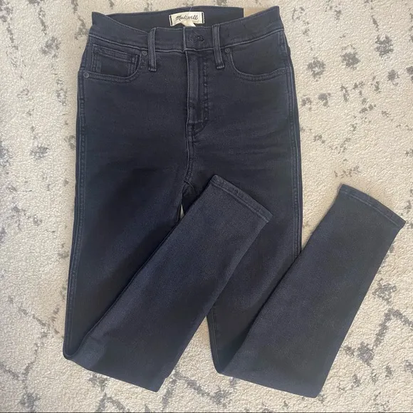 New Black faded wash Madewell high rise 10” skinny ankle jeans  magic pockets 26