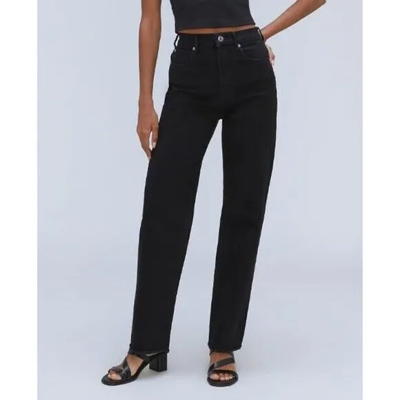 NEW Everlane Jeans 25 &quot;The Way High Jean&quot; Black Womens ORGANIC Straight