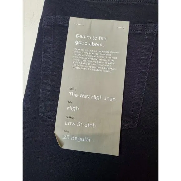 NEW Everlane Jeans 25 &quot;The Way High Jean&quot; Black Womens ORGANIC Straight