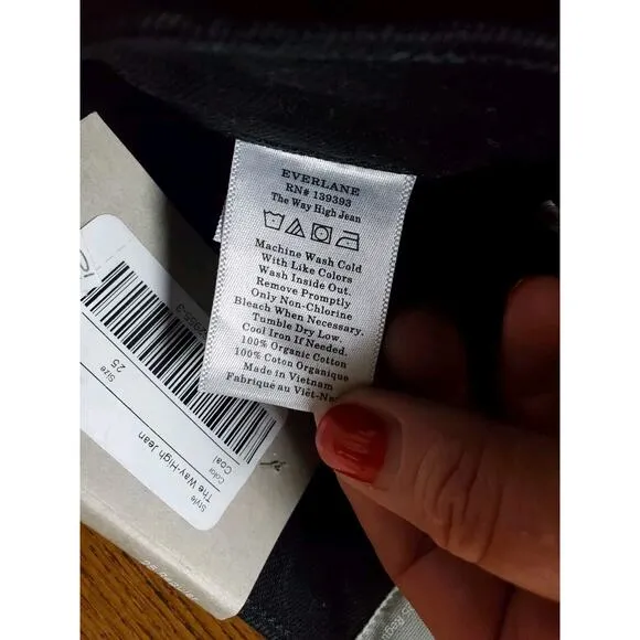 NEW Everlane Jeans 25 &quot;The Way High Jean&quot; Black Womens ORGANIC Straight