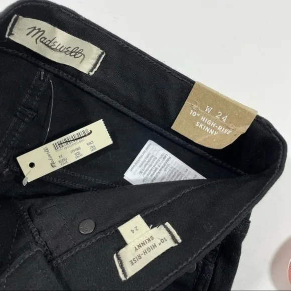New Madewell 10&quot; High-Rise Skinny Jeans Black Carbondale F9226