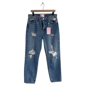 NEW Revice High Rise Distressed Straight Leg Jeans