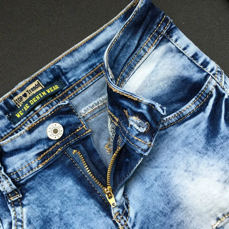 Newest Women's Ripped Jeans Slim Low Waisted Elasticity Pencil Pants