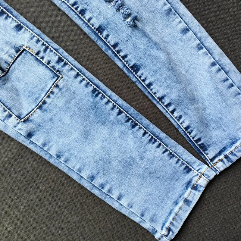 Newest Women's Ripped Jeans Slim Low Waisted Elasticity Pencil Pants