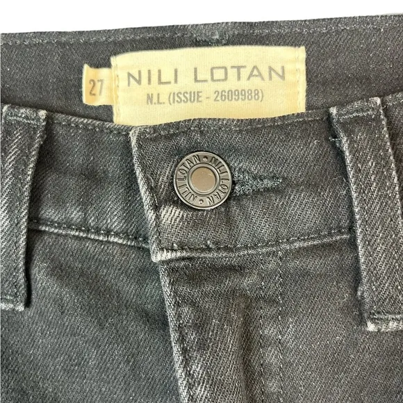 Nili Lotan high rise skinny black jeans raw hem size 27