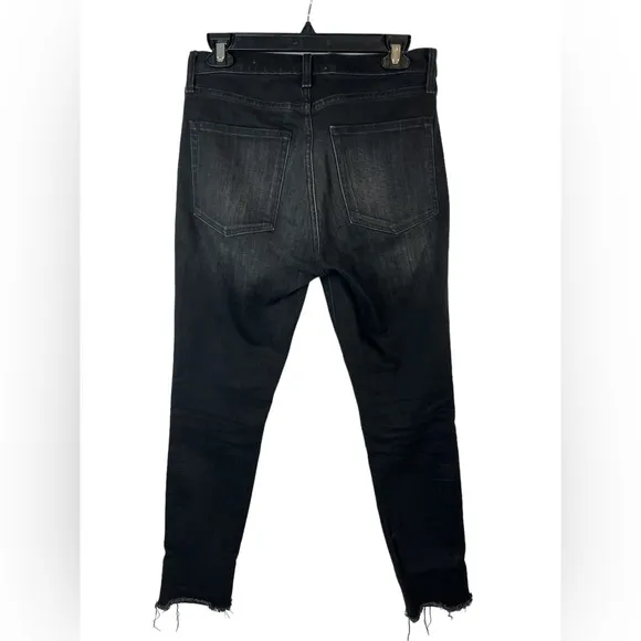 Nili Lotan high rise skinny black jeans raw hem size 27