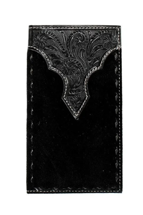 Nocona Wallets Men's Rodeo Wallet Leather Roughout Buck Lace Black