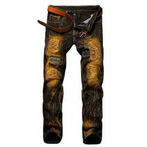Nostalgic Color Locomotive Ripped Jeans