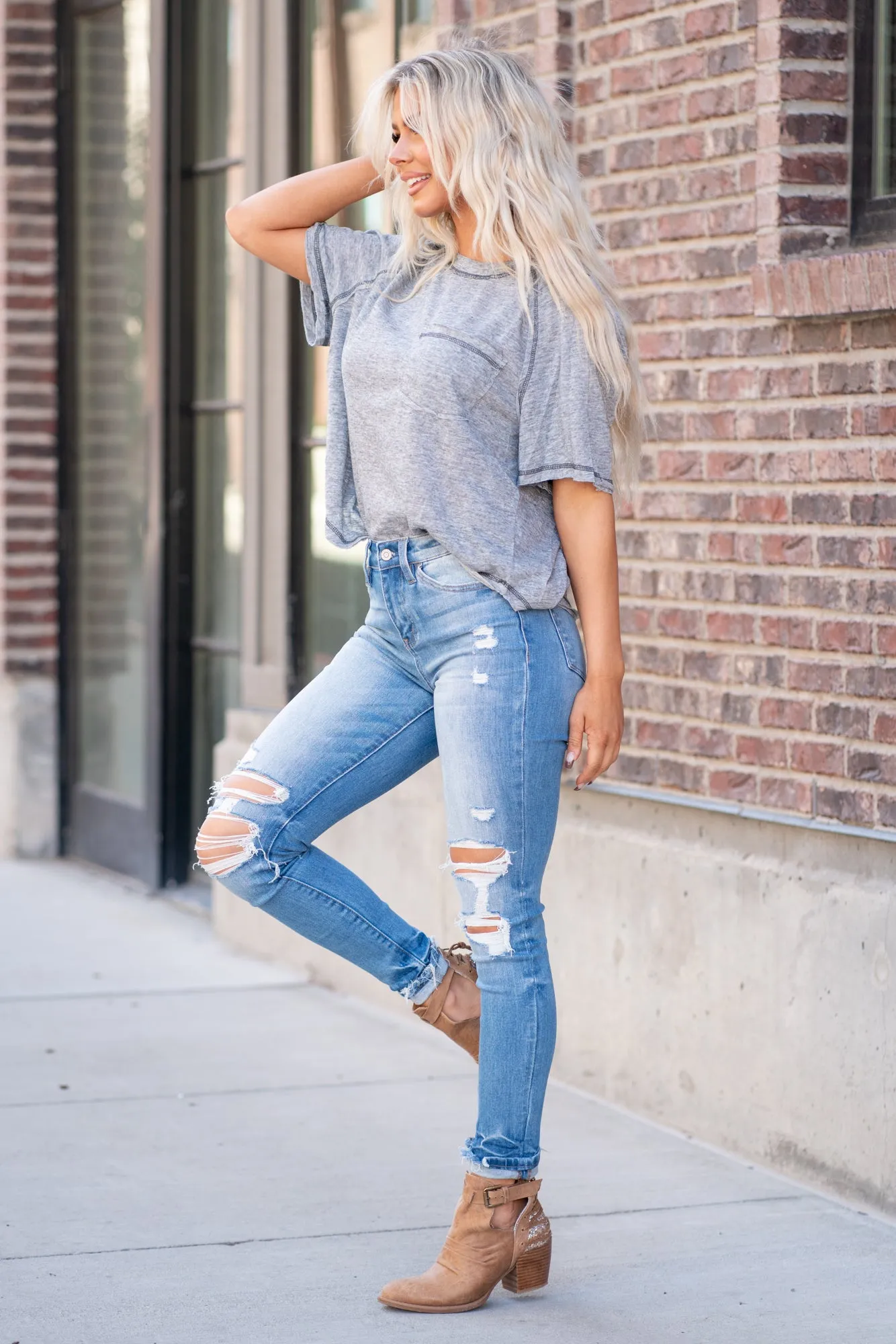 Nostalgic High Rise Ankle Skinny with Cuff