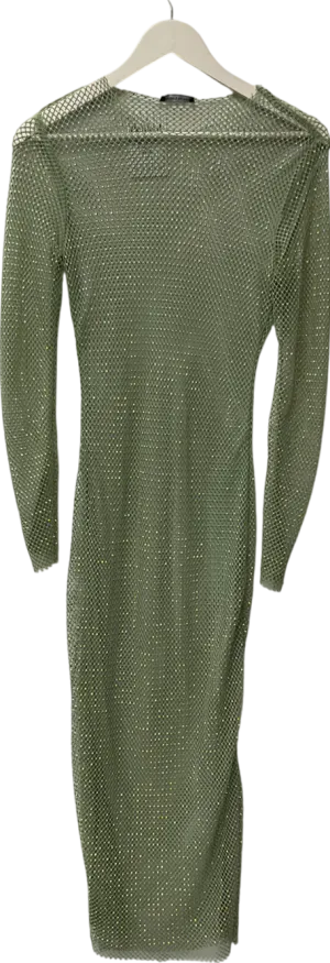 Noughts & Kisses Green Sequin Sheer Maxi Dress UK S