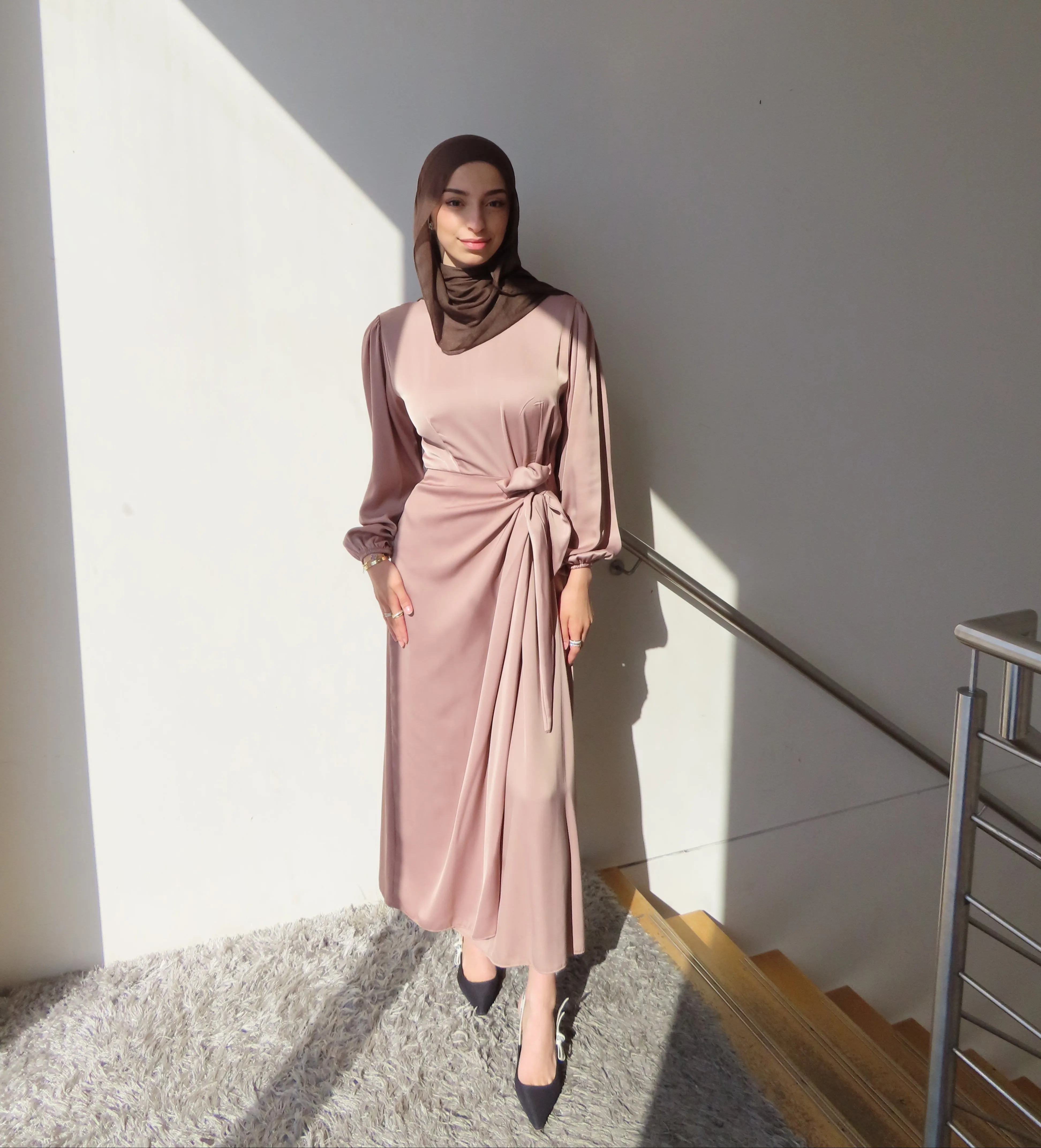 Novie Satin Tie Dress