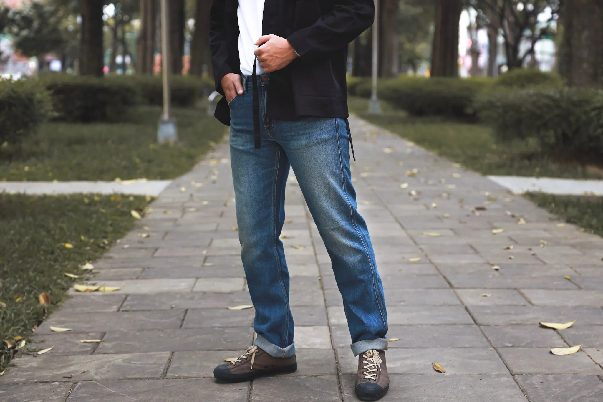 【Nudie Jeans】Gritty Jackson Outer Fellseams 破紋作舊復古中腰直筒牛仔褲