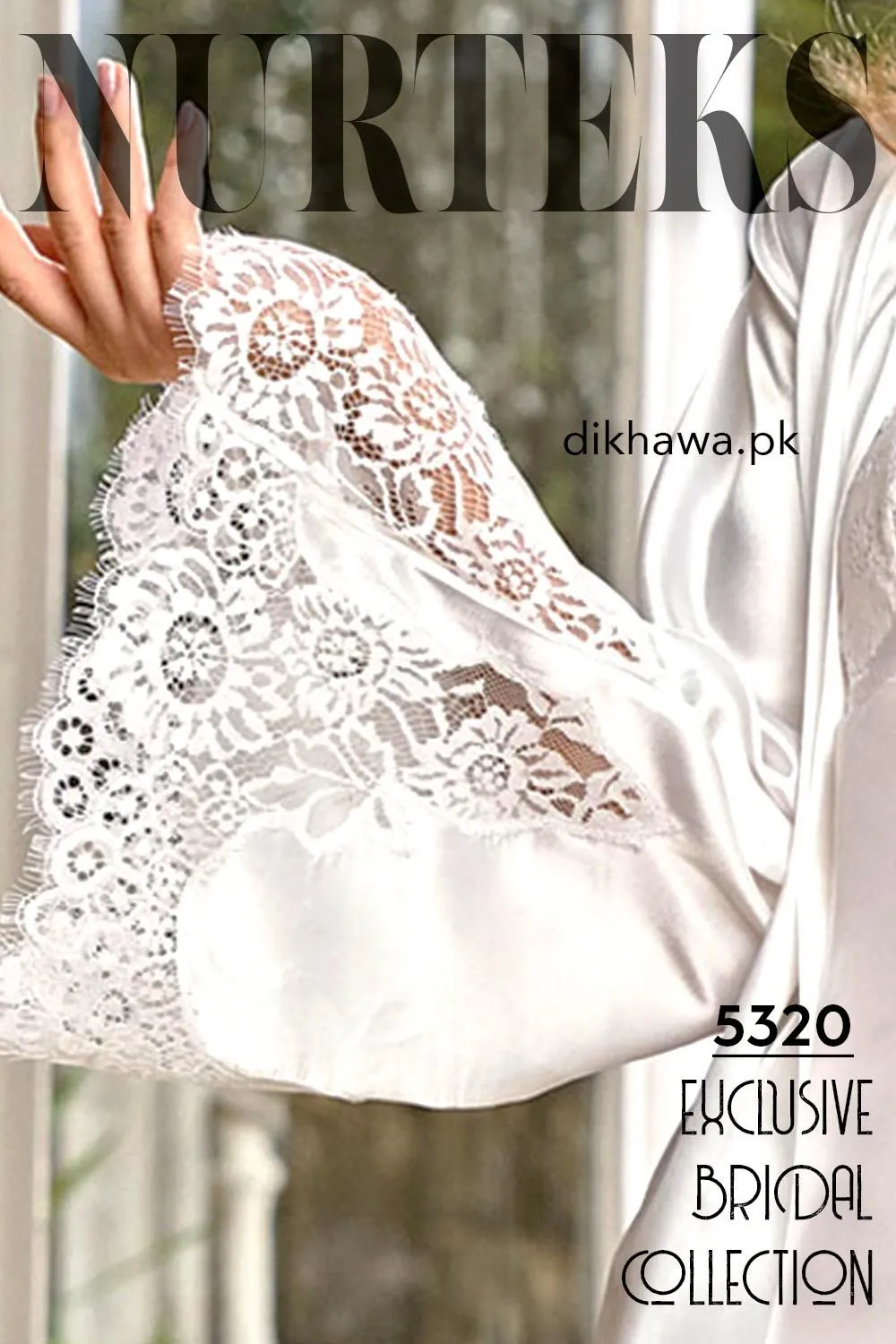 Nurteks - Exclusive Bridal Wedding Honeymoon 2Pc Designer Nighty Set White 5320 - Turkish Brand