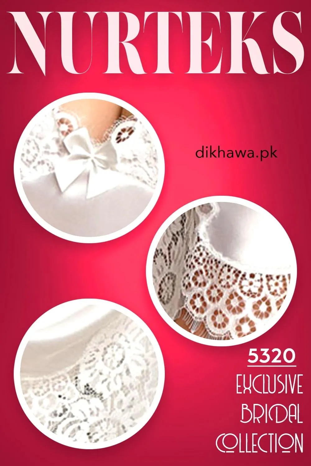 Nurteks - Exclusive Bridal Wedding Honeymoon 2Pc Designer Nighty Set White 5320 - Turkish Brand