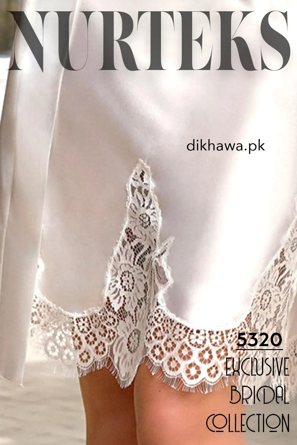 Nurteks - Exclusive Bridal Wedding Honeymoon 2Pc Designer Nighty Set White 5320 - Turkish Brand