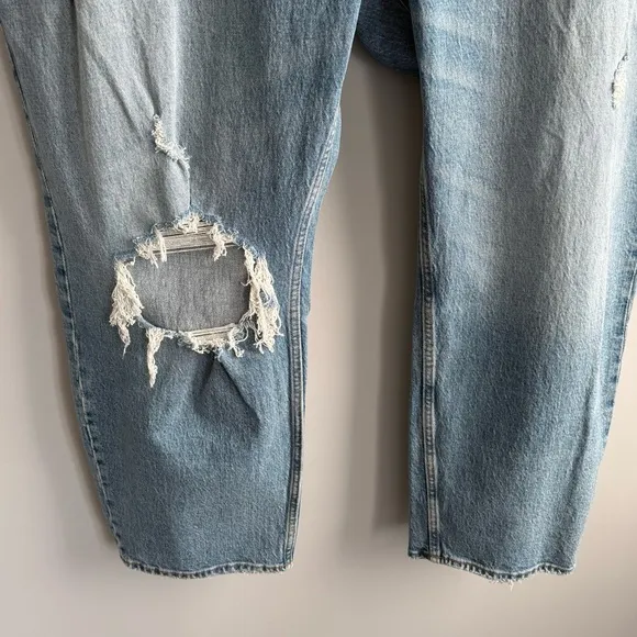 NWT Abercrombie &amp; Fitch The Dad High Rise Jeans Medium Ripped Wash Size 36 22 S