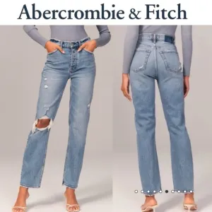 NWT Abercrombie &amp; Fitch The Dad High Rise Jeans Medium Ripped Wash Size 36 22 S