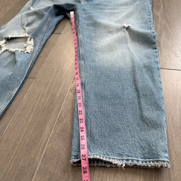 NWT Abercrombie &amp; Fitch The Dad High Rise Jeans Medium Ripped Wash Size 36 22 S