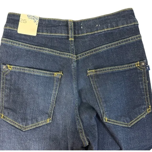 NWT Anthropologie Blue Pilcro Split Straight Leg Jeans High Rise Dark Wash