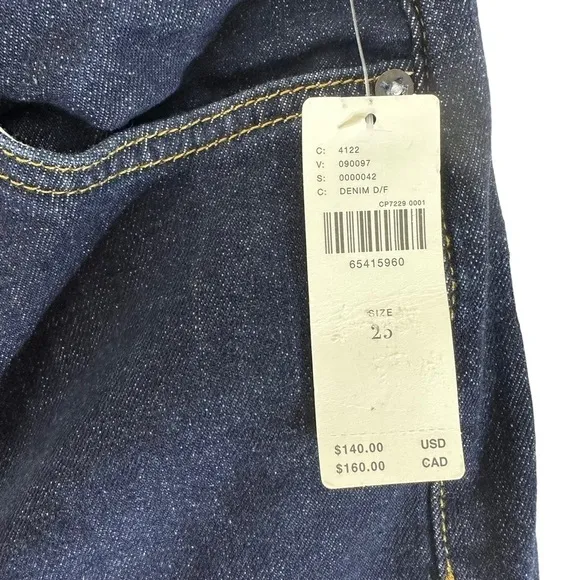 NWT Anthropologie Blue Pilcro Split Straight Leg Jeans High Rise Dark Wash