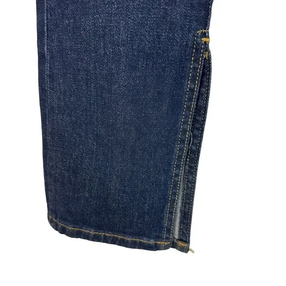 NWT Anthropologie Blue Pilcro Split Straight Leg Jeans High Rise Dark Wash