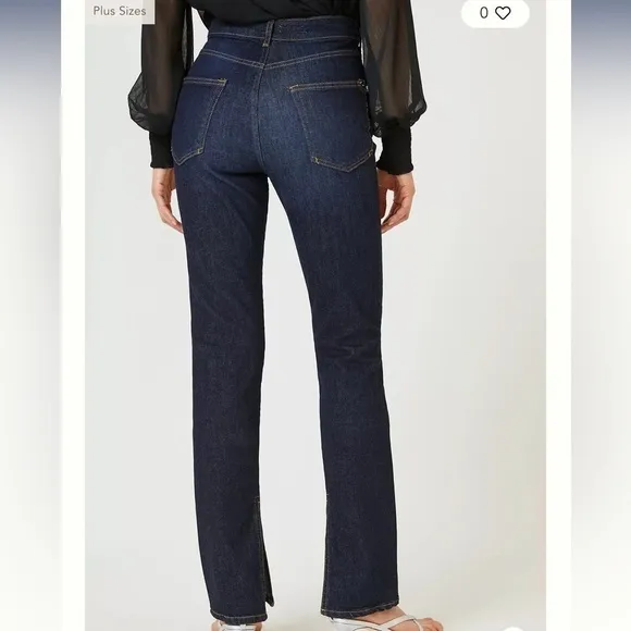 NWT Anthropologie Blue Pilcro Split Straight Leg Jeans High Rise Dark Wash