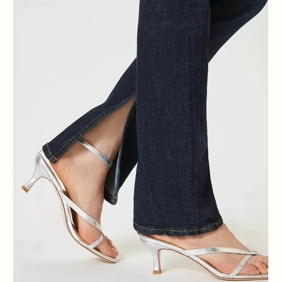 NWT Anthropologie Blue Pilcro Split Straight Leg Jeans High Rise Dark Wash