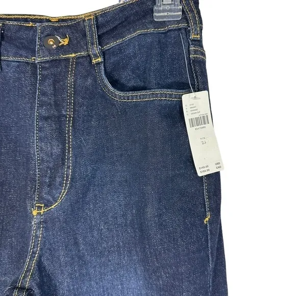 NWT Anthropologie Blue Pilcro Split Straight Leg Jeans High Rise Dark Wash