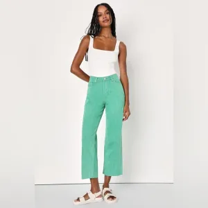 NWT Blank NYC The Baxter Green Denim High-Waisted Straight Jeans Size 24
