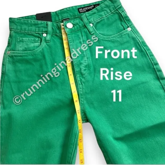 NWT Blank NYC The Baxter Green Denim High-Waisted Straight Jeans Size 24