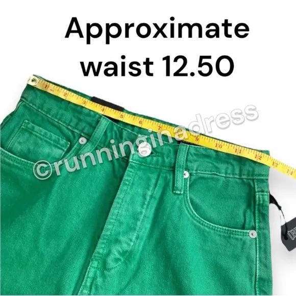 NWT Blank NYC The Baxter Green Denim High-Waisted Straight Jeans Size 24