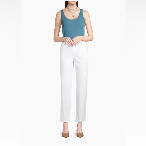 NWT Eileen Fisher White Organic Cotton High Rise Straight Leg Jeans Size 2