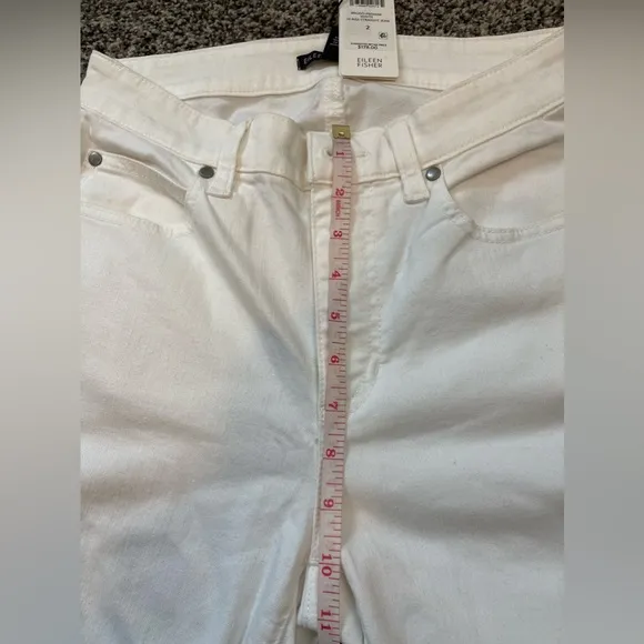 NWT Eileen Fisher White Organic Cotton High Rise Straight Leg Jeans Size 2
