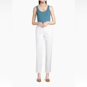 NWT Eileen Fisher White Organic Cotton High Rise Straight Leg Jeans Size 2