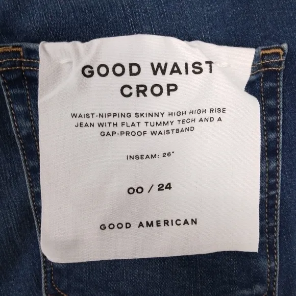NWT Good American Good Waist Crop Raw Edge Jean