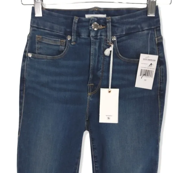NWT Good American Good Waist Crop Raw Edge Jean