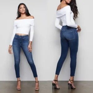 NWT Good American Good Waist Crop Raw Edge Jean