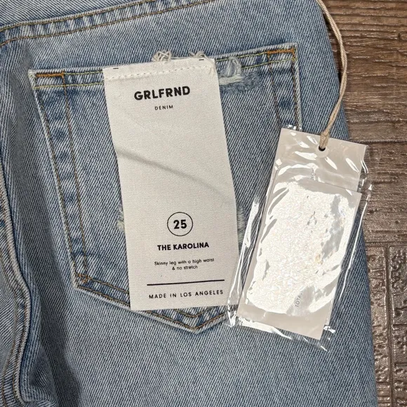 NWT GRLFRND Karolina High Rise Skinny Jeans Distressed Size 25