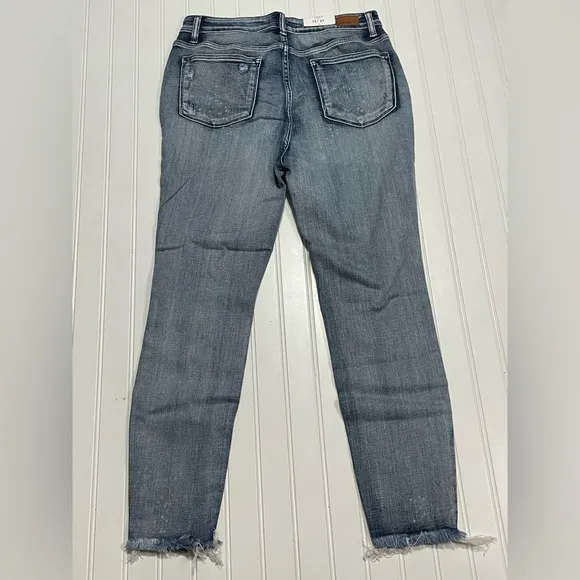 NWT Judy Blue Bleach Splash Distressed High Rise Button Fly Skinny Jeans size 13