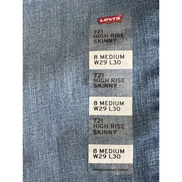 NWT Levi's 721 High Rise Skinny Women's Jeans Light Wash Size 29 x 30