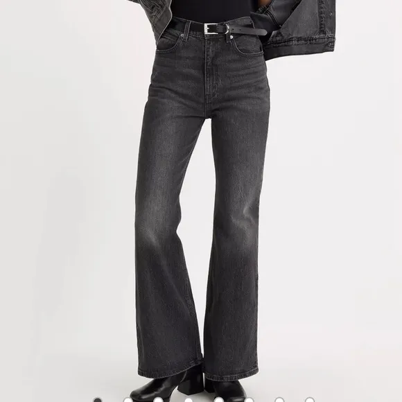 NWT Levi's Premium Jeans 70's High Rise Modern Flare Black Denim Zip Fly Size 24