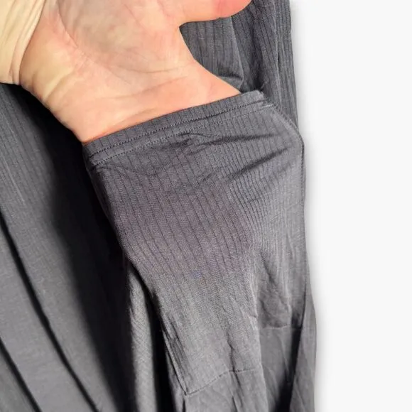 NWT  Tommy John Second Skin Luxe Ribbed Robe in Phantom (Gray) XL MSRP $98