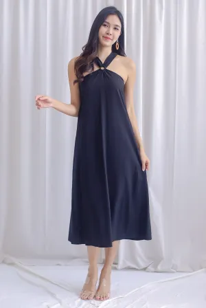Ofelia Halter Loop Maxi Dress In Black