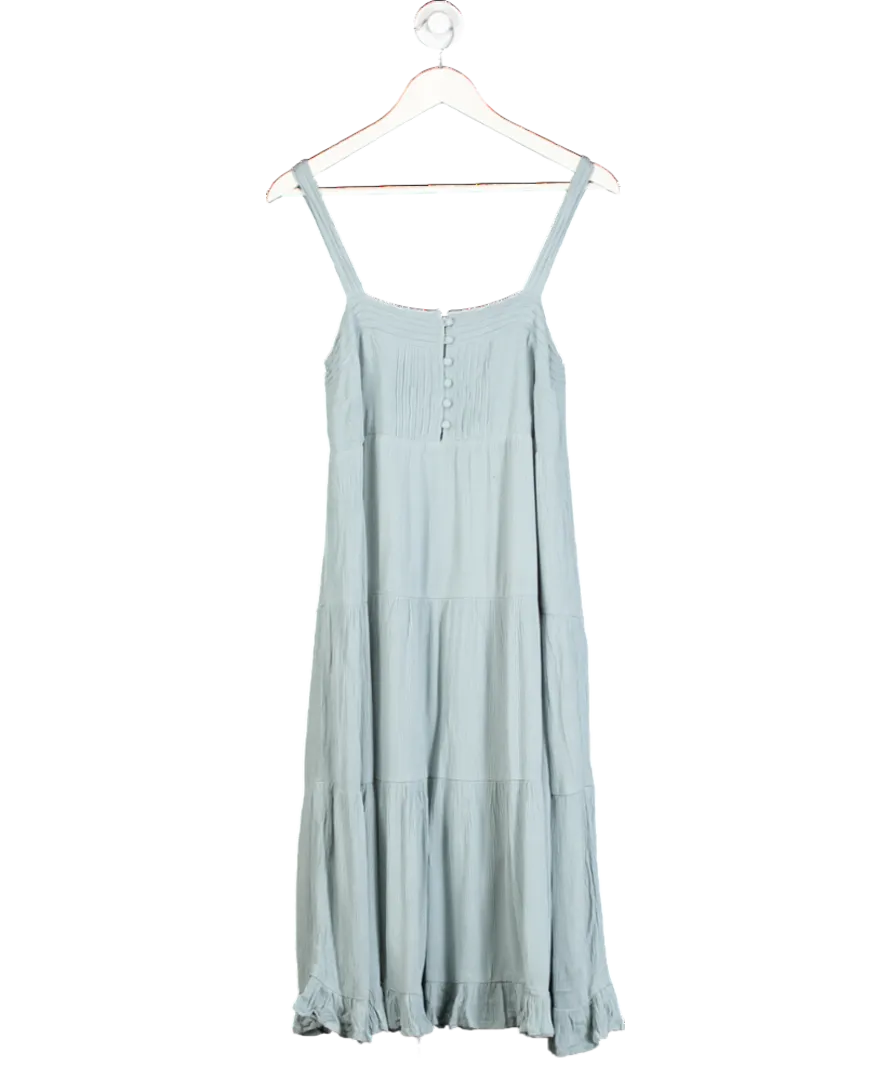 Olivaceous Blue Button Detail Midi Dress UK S