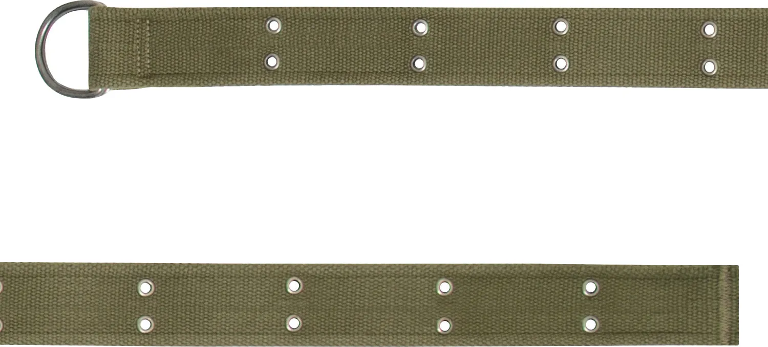 Olive Drab - Military Vintage D-Ring Belt with Chrome Buckle