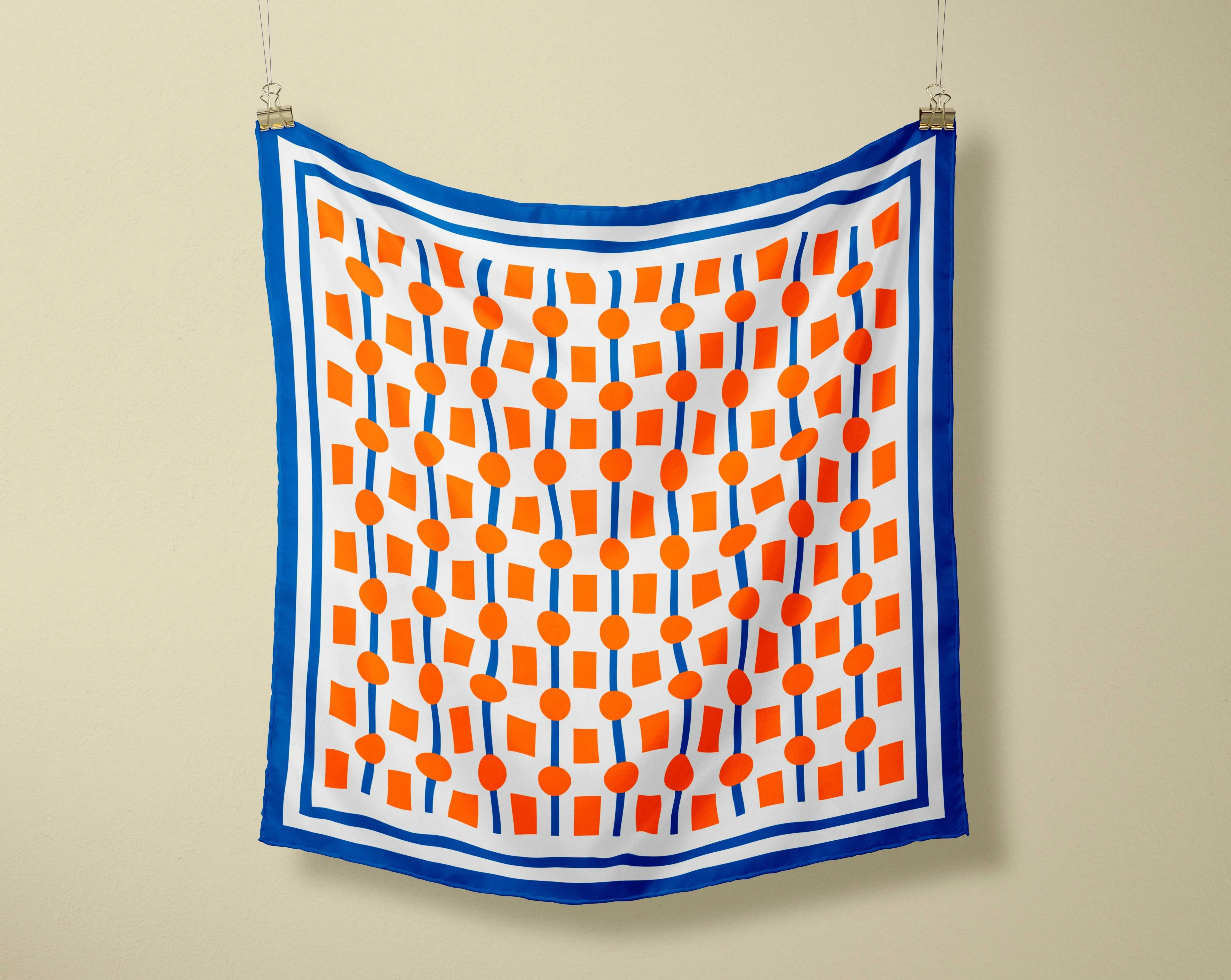 Orange Squares Satin Scarf