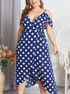 Original Design Plus Size Women's Wave Dress Strap V-neck Skirt