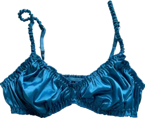 Out From Under Blue Ruched Bralette UK S