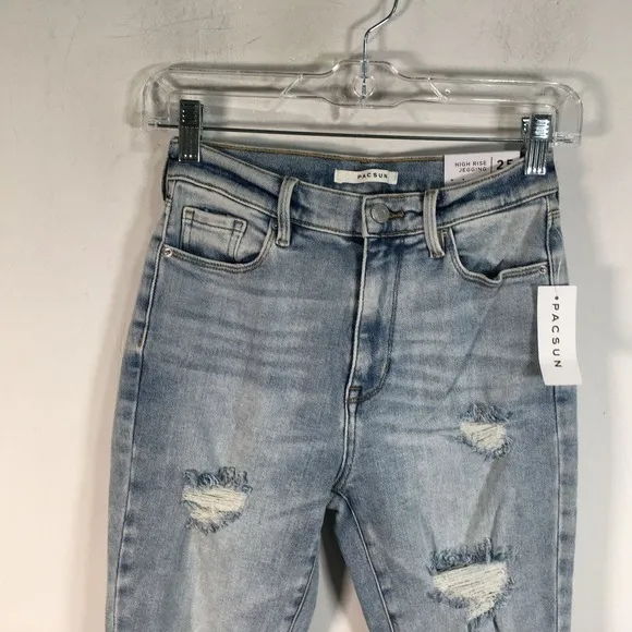 PacSun High Rise Distressed Jegging, Women's Size 25 - Light Ideal Blue